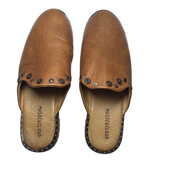 Musse & Cloud Shoes - Anthropologie Musse & Cloud Mules Clogs Women 38 Brown Leather Studded Boho